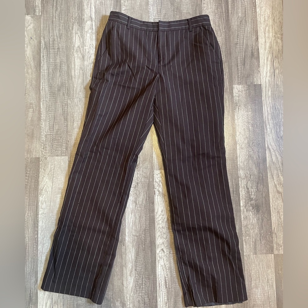 Chaps brown with cream pin strip dress pants